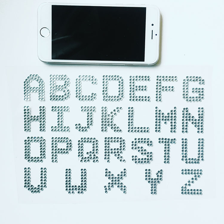 Etiqueta engomada de acrílico personalizada Etiqueta engomada del diamante de destello de cristal Etiqueta engomada digital del texto de los niños