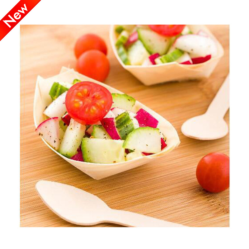 Desechable de madera de cuero Barco de papel de madera caja de cocina vajilla caja de sushi plato de aperitivos de madera carta de agua pastel en forma de barco plato barco