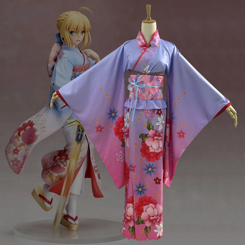 Fate My King saber Sunny cospaly Bathrobe Sleeve Kimono Women