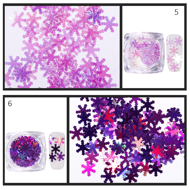 Concubina arte de uñas copo de nieve lentejuelas 12 colores Navidad copo de nieve lentejuelas traje manicura arte de uñas Navidad copo de nieve