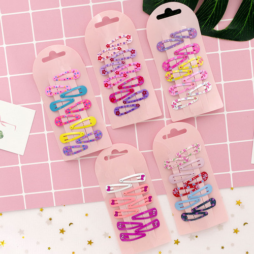 European and American cross-border cute children's hairpins printed colorful paint girls bb clip small mini hairpin hair accessories set