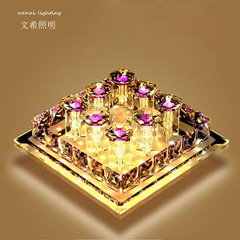 Three-Color LED Simple Crystal Hallway/Aisle Light, Dual-Color Purple Entrance Light, Balcony Ceiling Lamp, Foyer Lighting Fixture