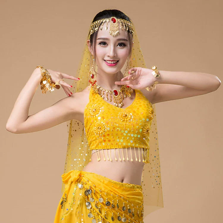 Костюм для танца живота Топ Новый корсет Belly Dance Бюстгальтер из бисера Практика Одежда Топ с нагрудной подушечкой Ремешок с блестками