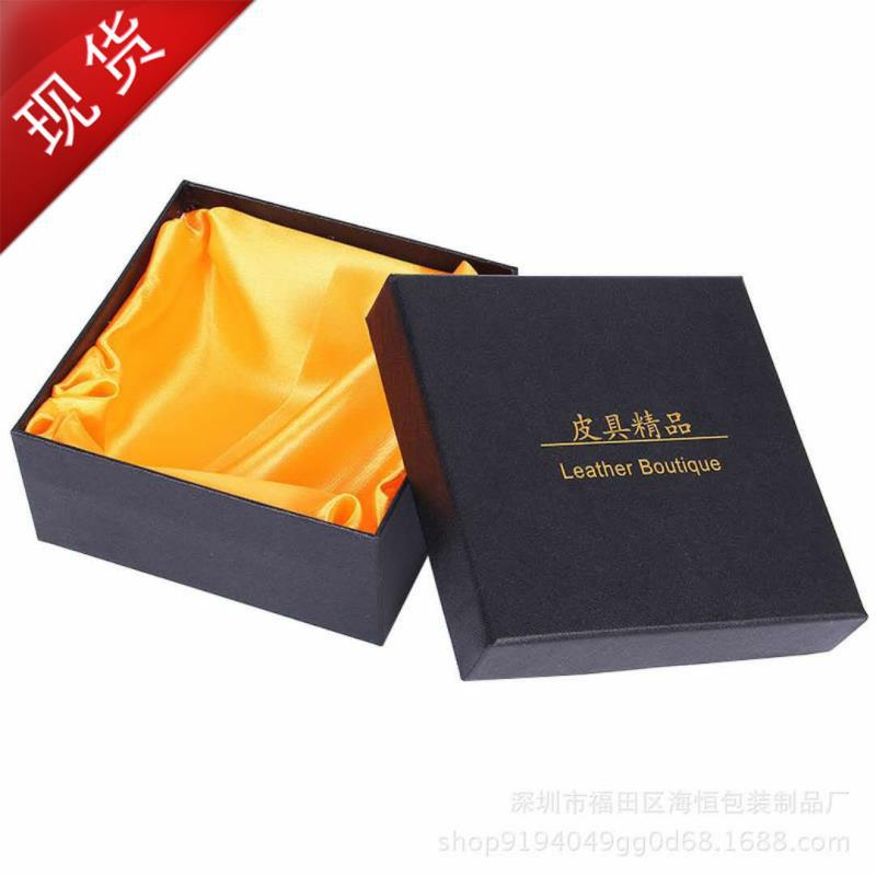 En stock caja de embalaje de cinturón de papel Kraft tapa negra lápiz labial caja de regalo cinturón cuadrado perfume cartón
