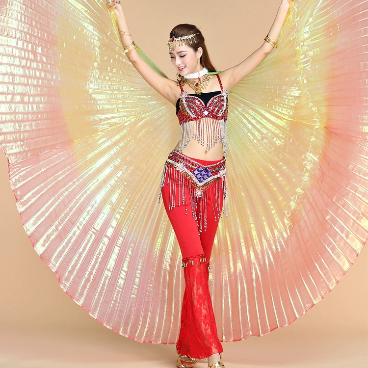 Оптовые крылья танца живота танцевальный реквизит 360 градусов градиентные Цветные Крылья Египетский индийский танец выступление цветные крылья реквизит