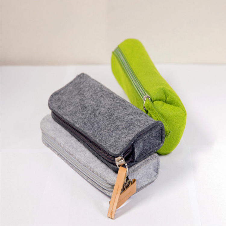 毛毡包笔袋学生文具袋 笔帘 韩国时尚大容量文具袋 Logo