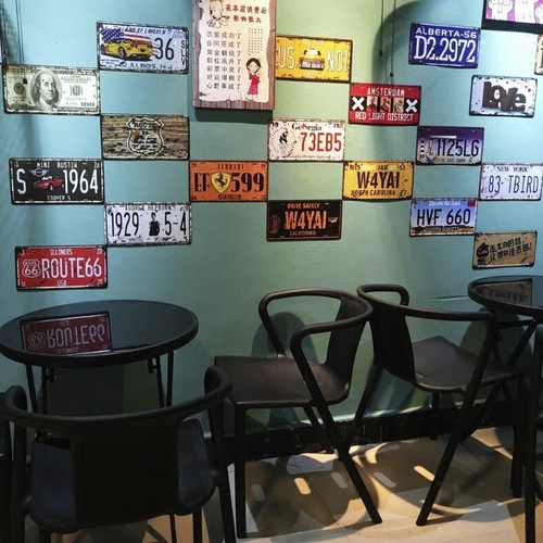 American Retro License Plate Iron Painting Decorative Item Industrial Style Bar Restaurant Home Creative Personal Wall Hangings