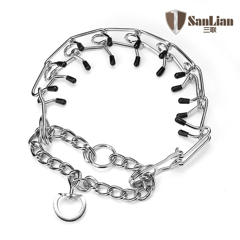 Тройной высококачественный поводок для дрессировки собак, стимулирующая железная цепь для дрессировки собак, регулируемый цепной ошейник с шипами и колпачком.