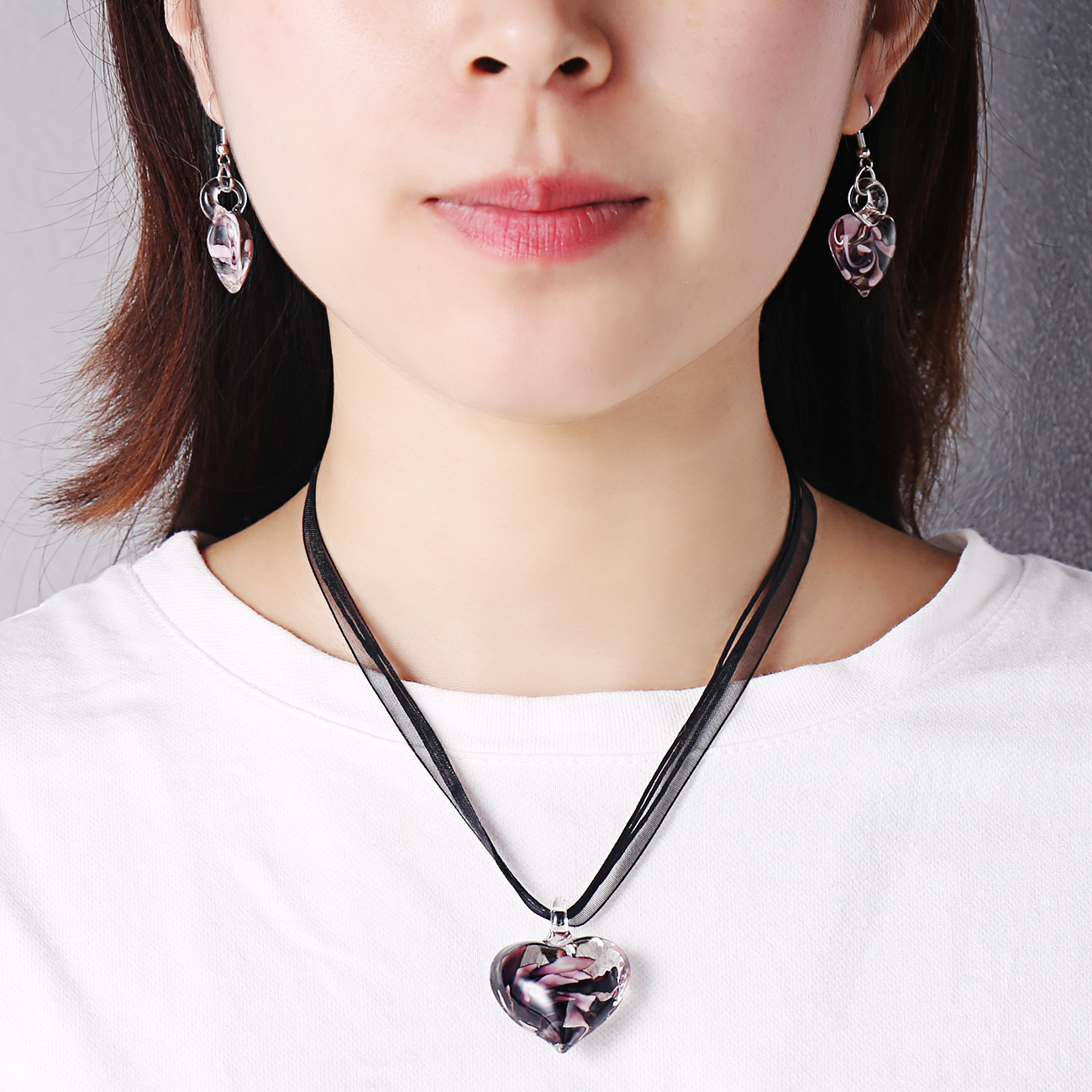 Collana con ciondolo a forma di fiore a spirale intarsiato in vetro, alla moda e carina, con nastro_voghion.com