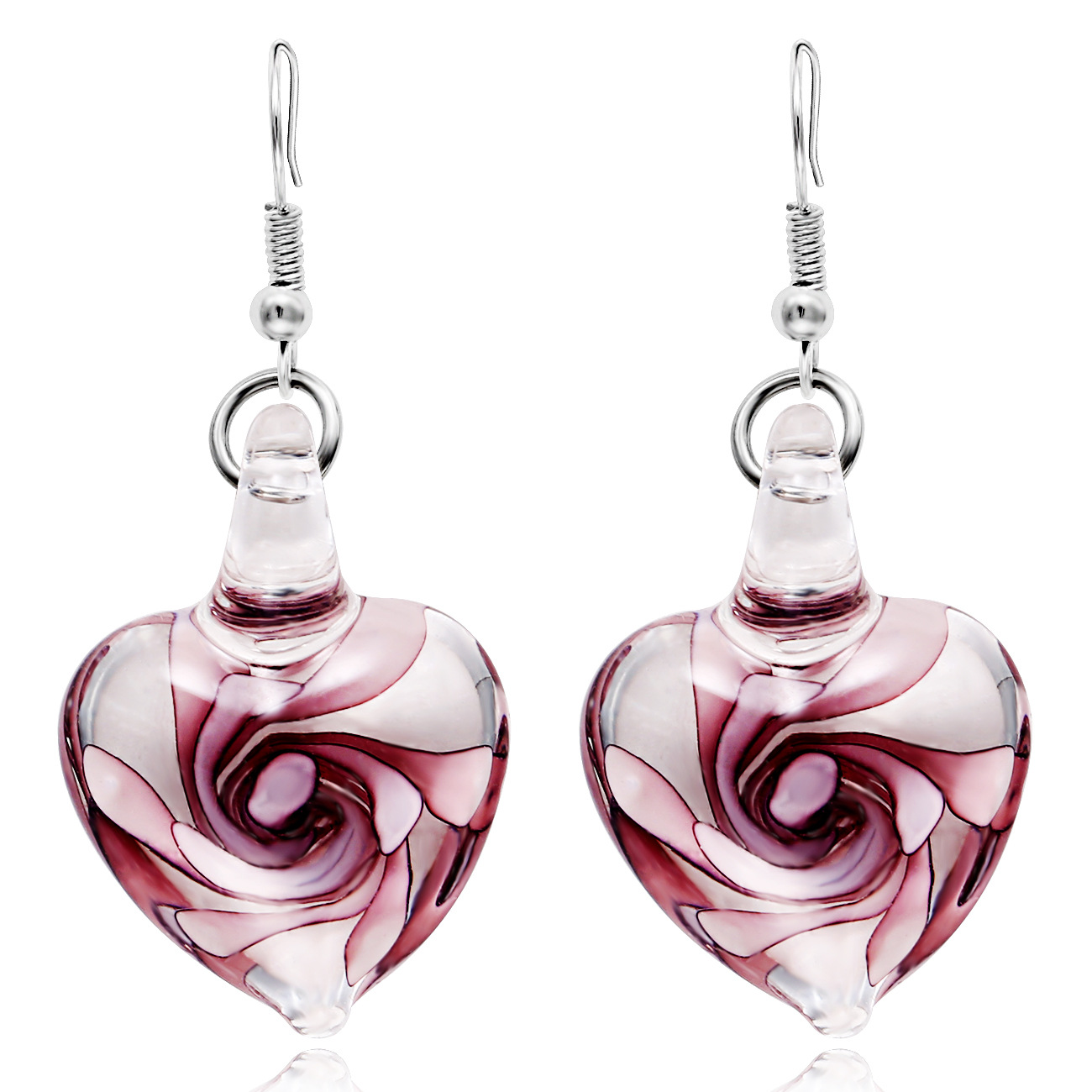Collana con ciondolo a forma di fiore a spirale intarsiato in vetro, alla moda e carina, con nastro_voghion.com
