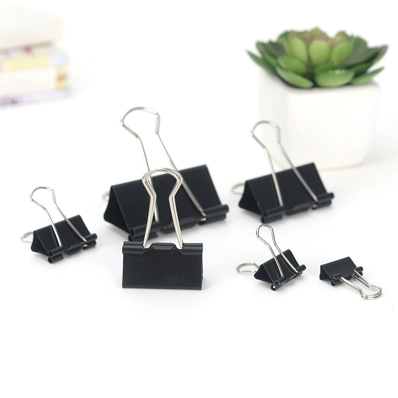 Long-tail Binder Clip, 15 mm, Black, Small Paper Clamp