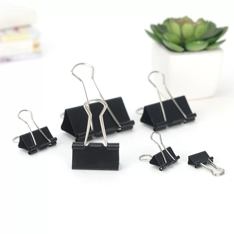 Long-tail Binder Clip, 15 mm, Black, Small Paper Clamp