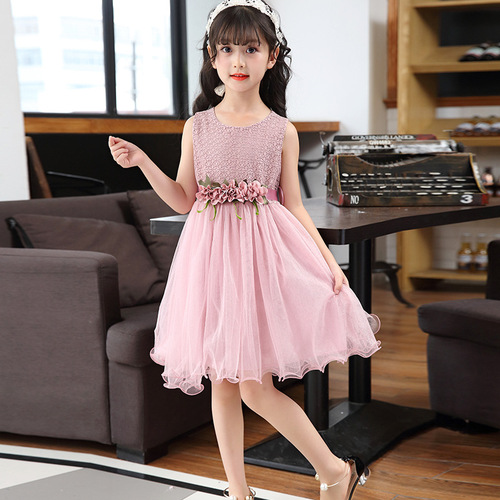 Foreign trade Korean version of children's skirts, girls' summer dresses, medium and large children's flower dresses, children's clothing one piece drop shipping