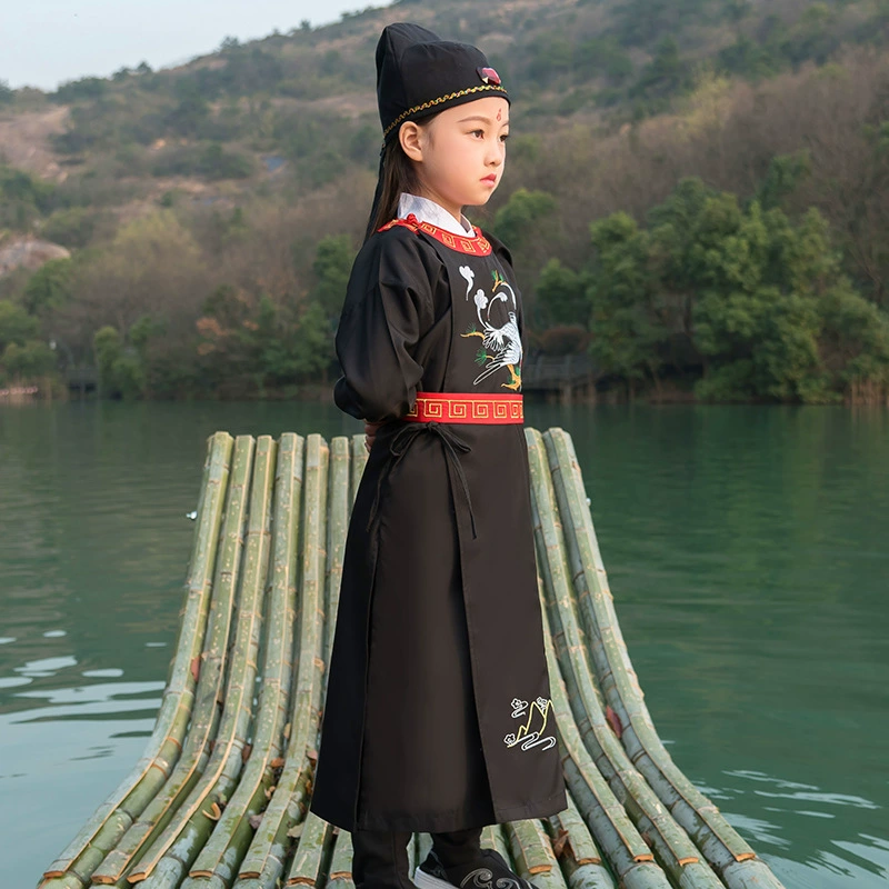 Новый оригинальный детский китайский костюм с вышивкой с круглым вырезом