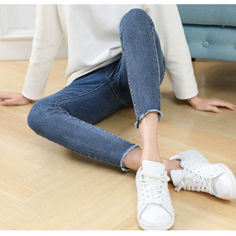 Новые Брюки для беременных, весенне-осенние и зимние джинсы, облегающие узкие брюки для живота, укороченные универсальные брюки больших размеров для беременных