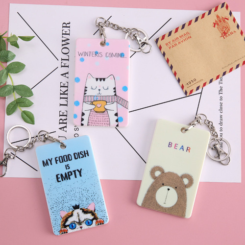 Korean cartoon bus card holder for children and students, cute acrylic card holder for event, factory direct sale