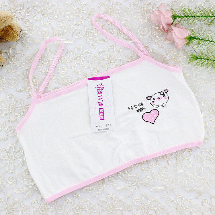 Algodón lindo período de desarrollo impresión la historieta primaria y secundaria niñas media camisola ropa interior tubo superior