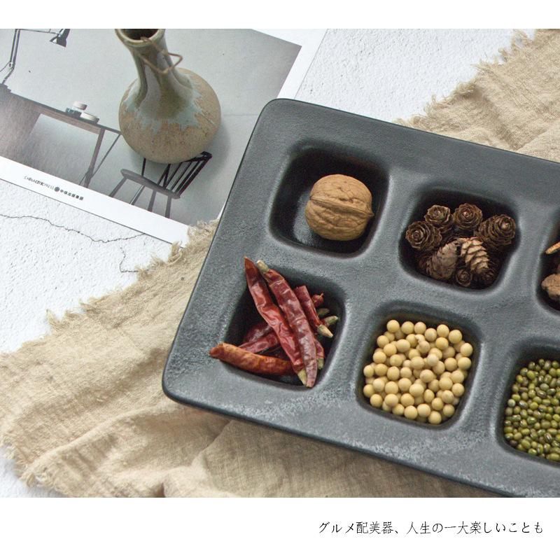 Rectangular de cerámica 6 celosía plato pequeño placa