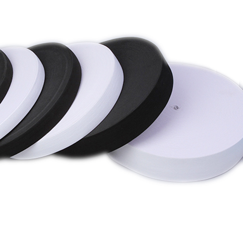 厂家直销进口钩编松紧带 涤纶平纹黑白松紧带 服装辅料松紧带批发