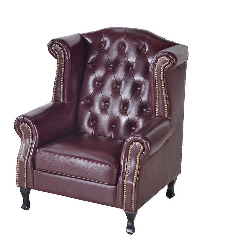 Silla de cuero americana estudio sala de estar cafetería Tigre silla sofá individual dormitorio sofá reclinable Perezoso