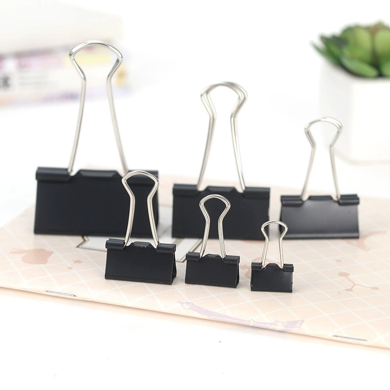Long-tail Binder Clip, 15 mm, Black, Small Paper Clamp
