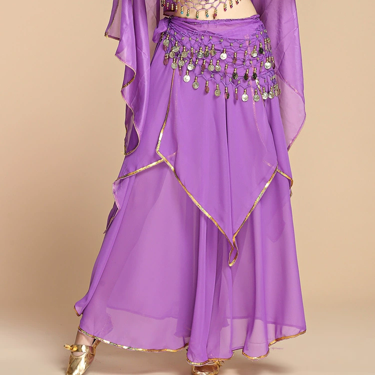 Нижнее белье для танца живота Юбка для танца живота Большая юбка-качели Индийский танцевальный костюм Шифоновая длинная юбка Сценическая юбка Женская