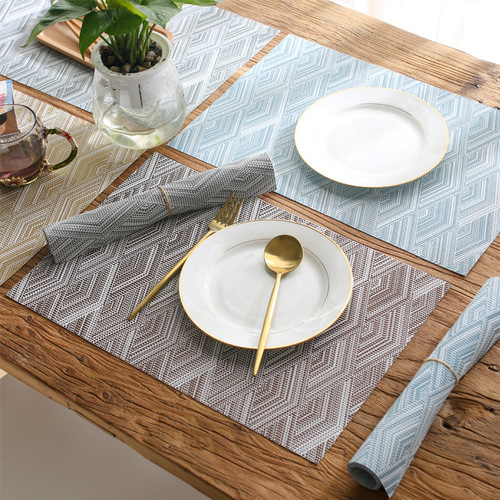 Nordic-style 3D stereoscopic wave PVC embroidered dinner mat, waterproof and anti-slip, Western restaurant table tray mat, wholesale
