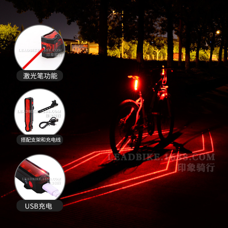 印象骑行自行车尾灯蜘蛛侠激光尾灯USB充电夜骑警示灯山地车配件