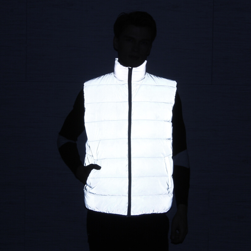 Abbigliamento da uomo invernale riflettente bianco anatra gilet di seta e cotone gilet caldo per sport all'aria aperta_voghion.com