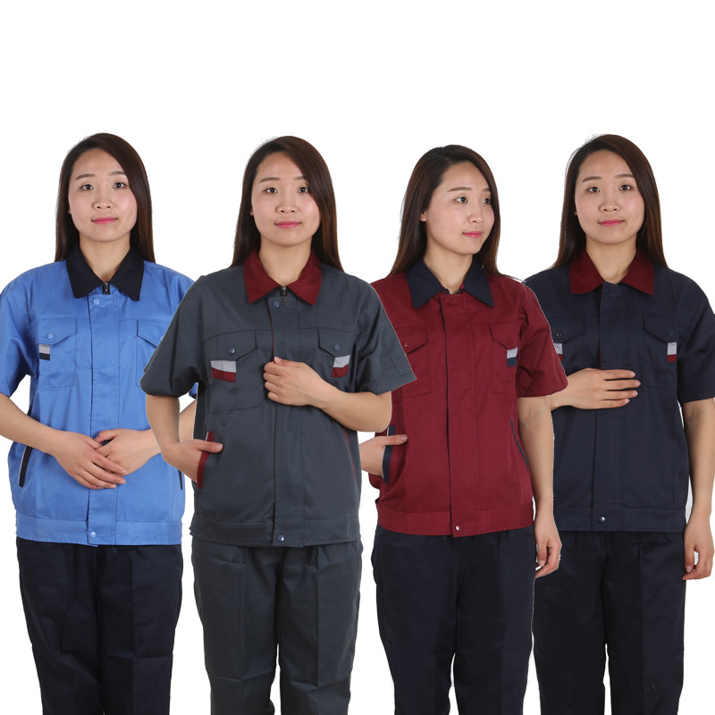 Summer short-sleeved workwear factory clothing suit factory workshop half-sleeved workwear Labor protective clothing summer engineering clothing