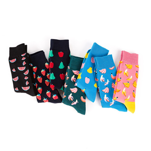 New Cross-Border Colorful Fruit Men's Socks Socks Manufacturer Wholesale Casual Mid-Tube Couple Socks No Jams