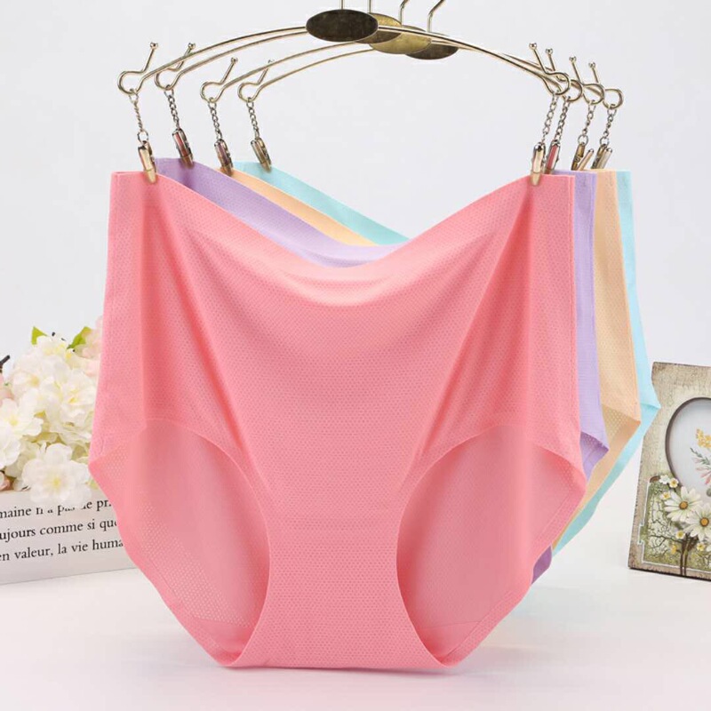 Xiaotianer 6017 Seamless Ice Silk Mesh Breathable Women's Underwear High Waist Double Plus Size Women's Briefs