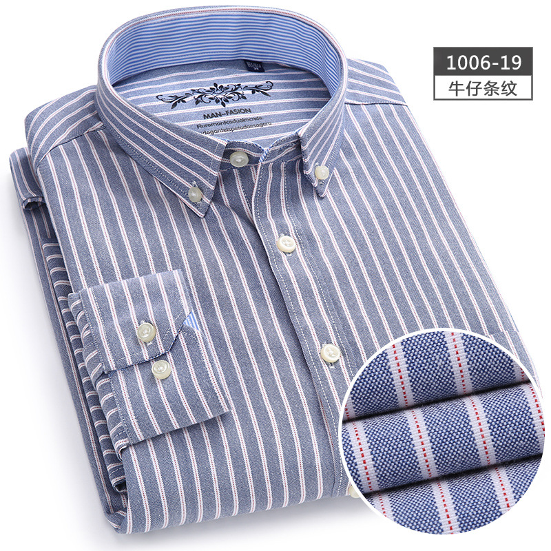 2024 primavera Oxford camisa tejida de manga larga camisa casual joven y de mediana edad camisa de moda todo fósforo ropa de hombre en stock al por mayor