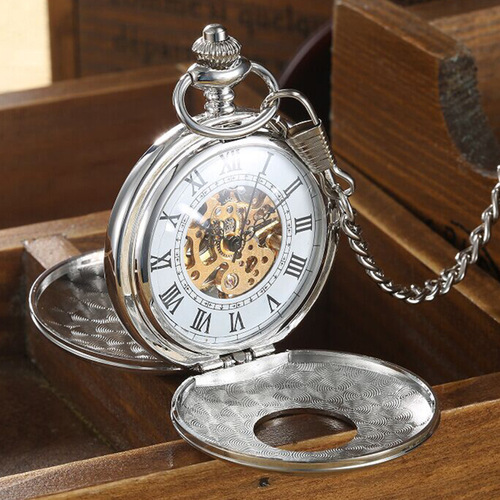 AliExpress Silver Double Open Cover Carved Hollow Mechanical Pocket Watch Retro Men's and Women's Student Gift Commemorative Pocket Watch