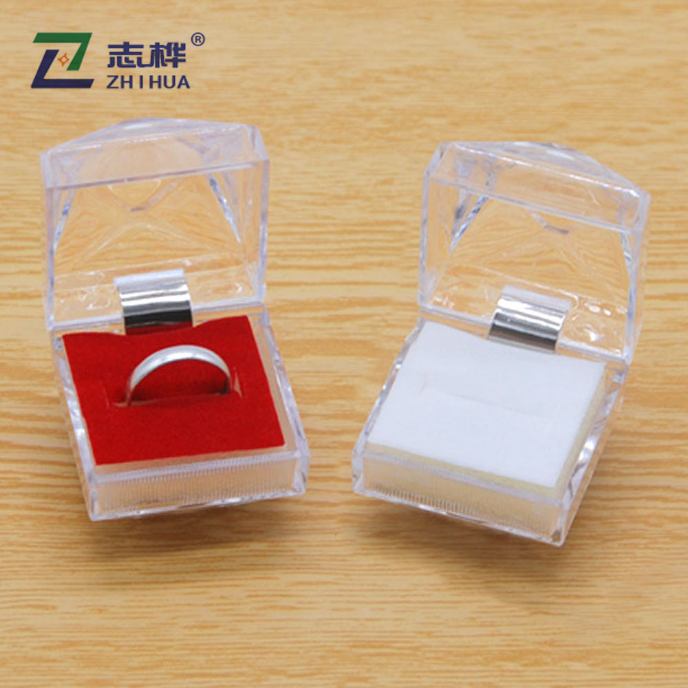 亚克力方形塑料戒指盒透明戒指耳钉首饰饰品包装收纳盒厂家直销