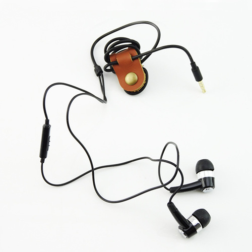 Manufacturer mobile phone data cable storage leather buckle headphone cable winder leather strap creative leather cable organizer