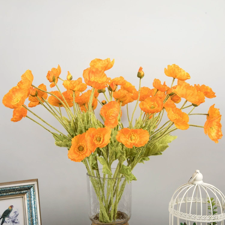 Model decorative simulation fake flower planting Mao Yumei living room simulation planting hair 4 -headed poppy flowers