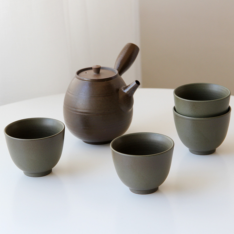 Kiln change kung fu tea set travel set stoneware retro office a pot of four cups gift box manufacturers