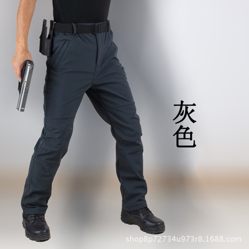 Autumn/Winter Sharkskin Soft Shell Tactical Pants for Men, Workwear Combat Trousers, Tailored Long Pants, Military Fan Pants, Fleece Lined, Warm Keeping