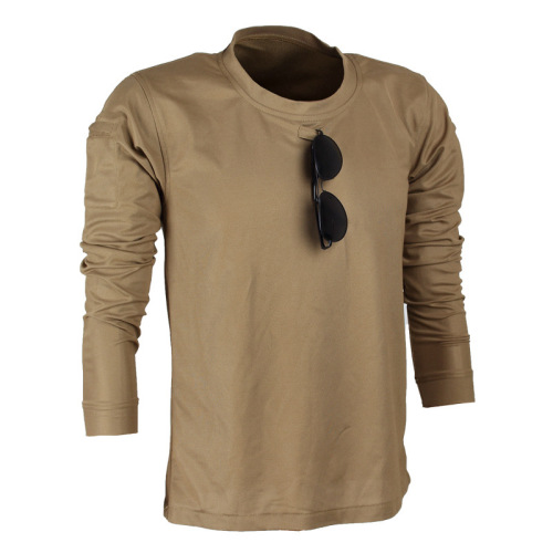 Relaxed Fit Men's Tactical Long Sleeve Elastic Sweat Absorbent Outdoor Training T-Shirt