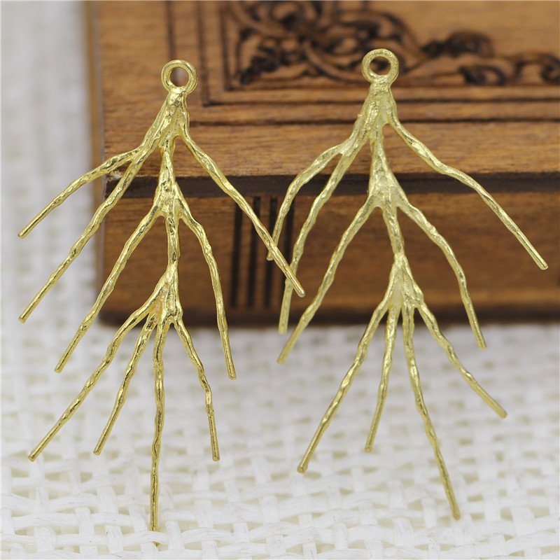 25*37MM铸铜树枝 diy古风发簪耳环材料配件