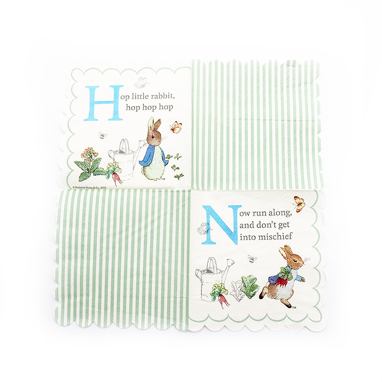 生产生日派对聚会用餐巾纸套装制作卡通兔子印刷烫金餐巾纸纸手帕