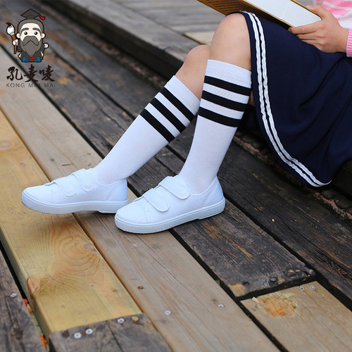 Children's shoes for boys and girls, white canvas shoes, kindergarten school white shoes with laces and Velcro 