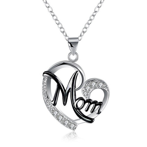 Cao Shuoou Women's Necklace (with Chain), mom's multi-color heart-shaped diamond pendant, wish Mother's Day gift, cross-border