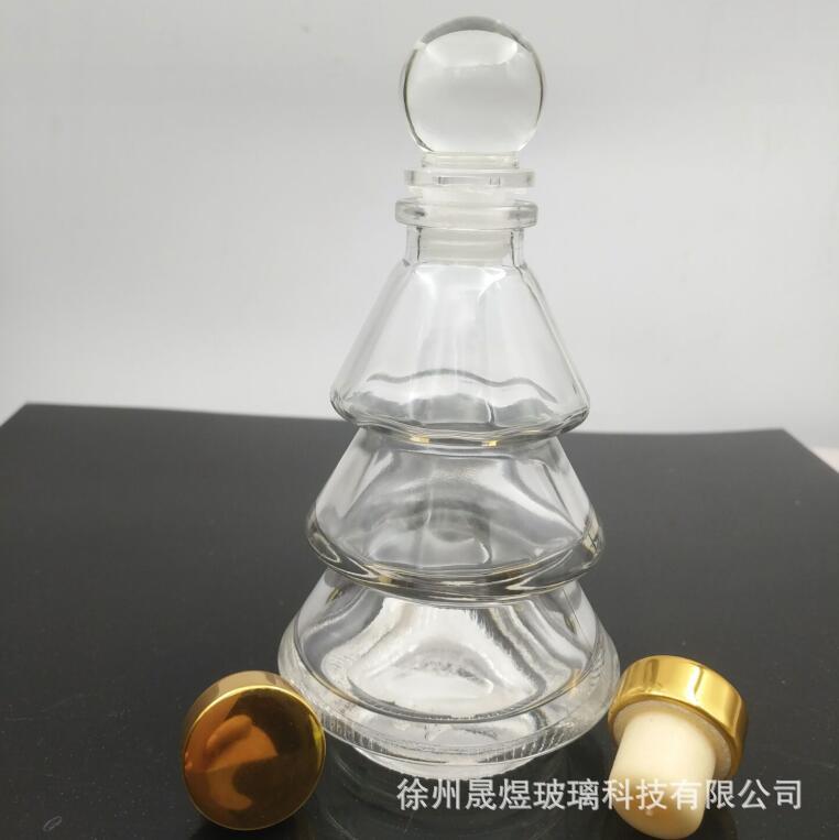 90ml圣诞树香薰玻璃瓶 藤条香薰瓶 创意香水分装瓶
