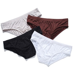 Ice silk underwear men's transparent sexy men's ice silk briefs ultra-thin autumn and winter breathable low Waist Seamless