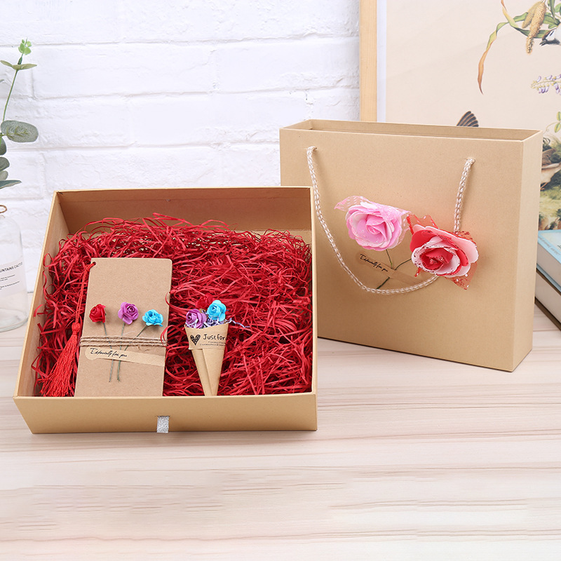 抽屉双层花朵牛皮纸首饰盒手提收纳包装盒印刷定 制礼盒