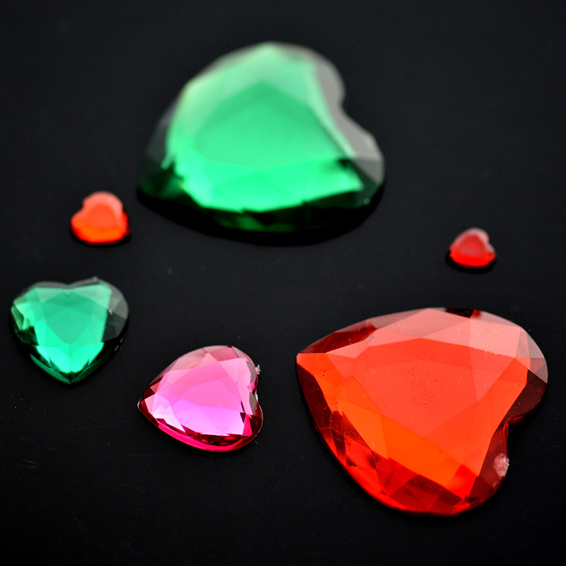 批发 亚克力钻平底平切面桃心 配件 diy饰品配件 服装辅料美甲钻