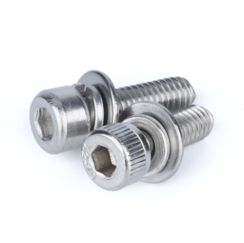 特价304不锈钢三组合内六角螺钉圆柱头自带平弹垫螺丝M3*6\8-30