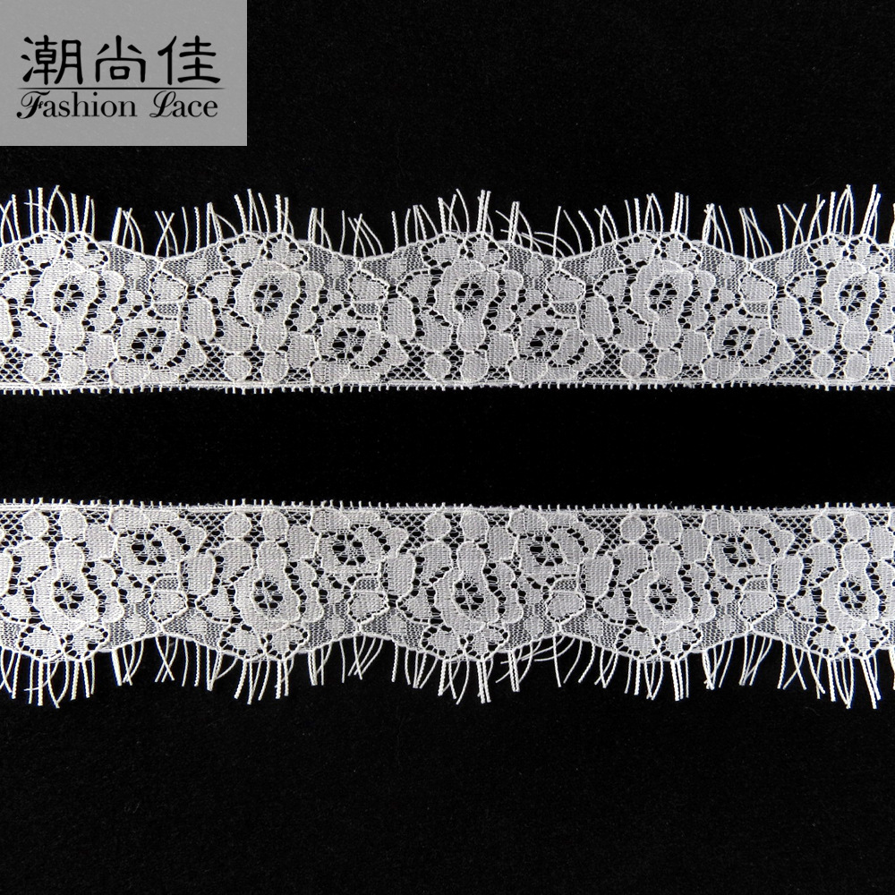 黑白碎花蕾丝服装经编辅料配饰 4cm新款单边袖口领边拼接蕾丝花边